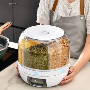 360° ROTATING RICE, GRAIN DISPENSER FOR KITCHEN STORAGE