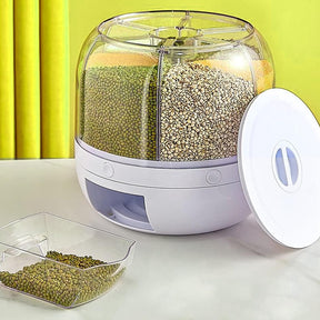 360° ROTATING RICE, GRAIN DISPENSER FOR KITCHEN STORAGE