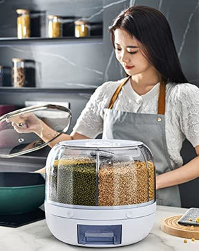 360° ROTATING RICE, GRAIN DISPENSER FOR KITCHEN STORAGE