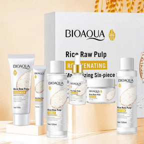 BIOAQUA 6 IN 1 SKINCARE SET GIFT BOX RICE RAW PULP MOISTURIZING HYDRATING SKIN