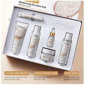 BIOAQUA 6 IN 1 SKINCARE SET GIFT BOX RICE RAW PULP MOISTURIZING HYDRATING SKIN