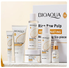 BIOAQUA 6 IN 1 SKINCARE SET GIFT BOX RICE RAW PULP MOISTURIZING HYDRATING SKIN